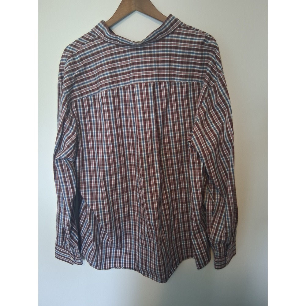 Rugged Duluth Trading Co Button Down Shirt Mens 2XL Burgundy Plaid Untucked Fit - Picture 8 of 8